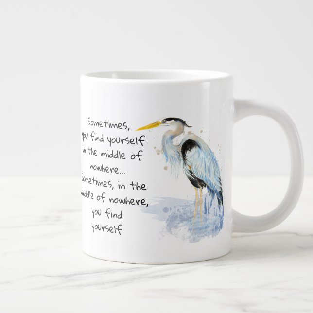 Caneca De Café Grande Cota Inspiradora Azul Heron Excelente de Aquarela (Direita)