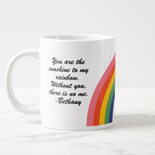 Caneca De Café Grande Cota Personalizada Vintage Arco-Íris (Esquerda)