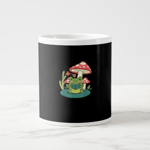 Caneca De Café Grande Cottagecore Floresta de Cogumelos Sapo Goblincore
