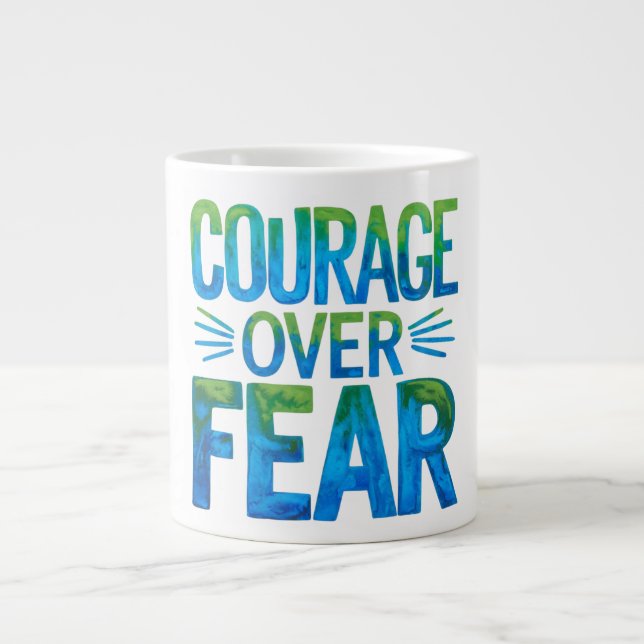 Caneca De Café Grande Courage over fear (Frente)