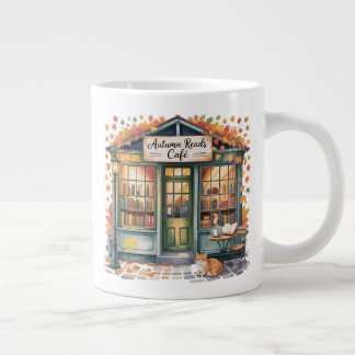 Caneca De Café Grande Cozy Autumn Book Café Mug — Open Book & Lantern