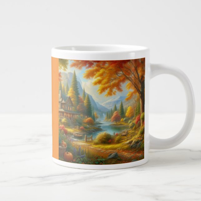 Caneca De Café Grande Cozy Cabin In The Woods (Direita)