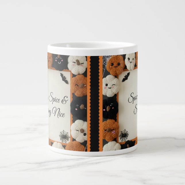 Caneca De Café Grande Cozy Crochet Pumpkin Halloween Coffee Mug (Frente)
