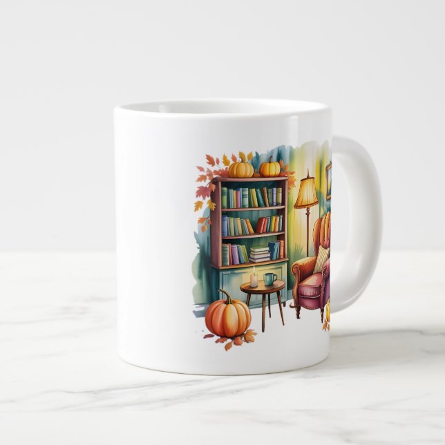Caneca De Café Grande Cozy Home Reading Mug — Framed Wall & Book Shelf (Frente Esquerda)