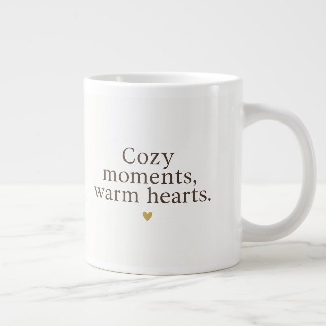 Caneca De Café Grande Cozy Moments, Warm Hearts | Minimalist Christmas (Direita)