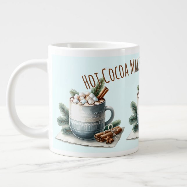 Caneca De Café Grande Cozy Winter Cocoa Marshmallow Scene (Esquerda)