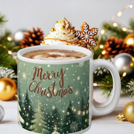 Caneca De Café Grande Cozy Winter Forest "Merry Christmas" Mug