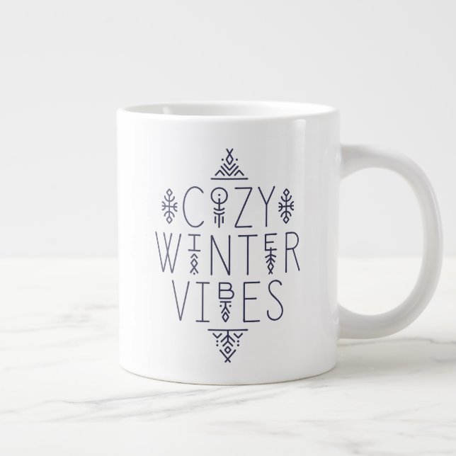 Caneca De Café Grande Cozy Winter Vibes Design (Direita)