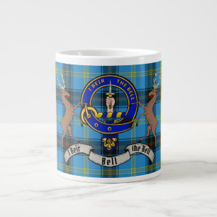 Caneca De Café Grande Crachá Bell Clan com Tartan e Stags