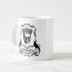 Caneca De Café Grande Crânio de Halloween moderno e vintage com a coroa