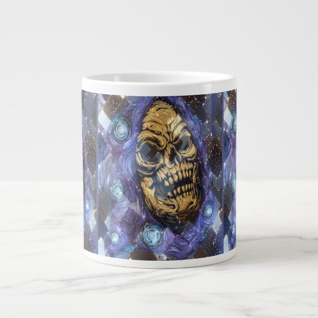 Caneca De Café Grande crânio dourado envolto (Frente)