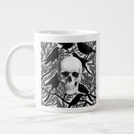 Caneca De Café Grande Crânio E Crows Halloween Jumbo Mug