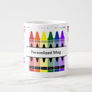 Caneca De Café Grande Crayon Personalizado de Volta à Escola