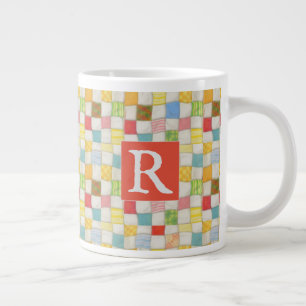 Caneca De Café Grande CRAZY QUILT Caneca Grande + Texto / Vermelho