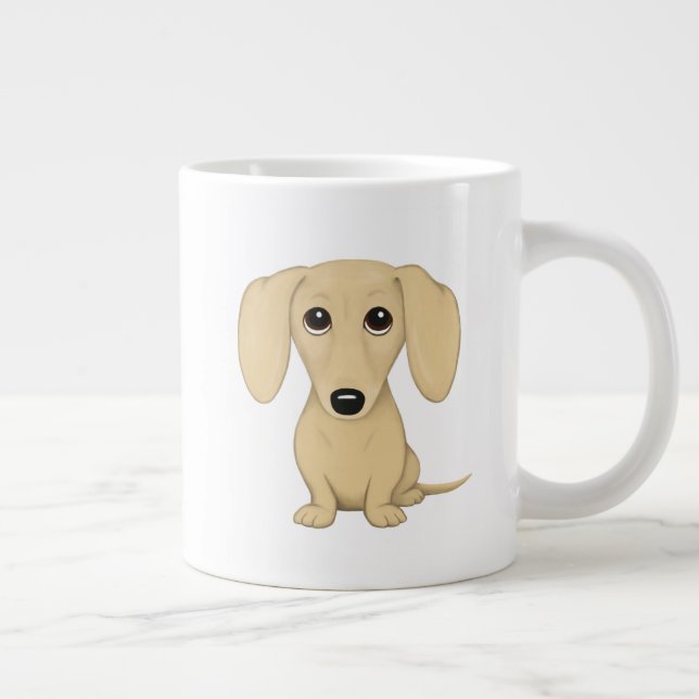 Caneca De Café Grande Cream Dachshund | Faneca-branca (Direita)
