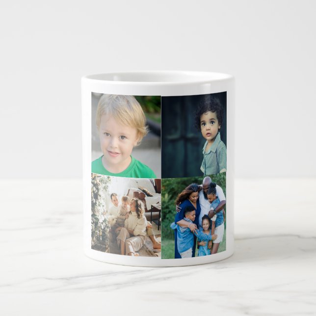 Caneca De Café Grande Create Your Own 4 Photo Collage (Frente)