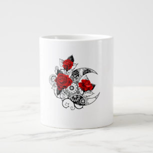 Caneca De Café Grande Crescente Mecânico com Rosas vermelhas