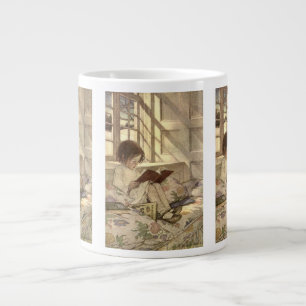 Caneca De Café Grande Criança Antiga Lendo um Livro, Jessie Willcox Smit