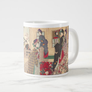 Caneca De Café Grande Crianças Brincando na Neve em Plum Trees