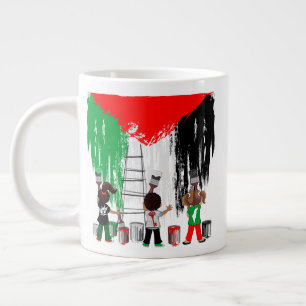 Caneca De Café Grande Crianças de Gaza Pintando a Bandeira da Palestina