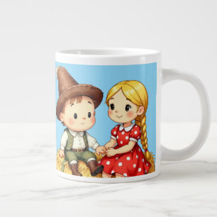 Caneca De Café Grande Crianças do Interior em um Fardo de Feno,