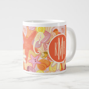 Caneca De Café Grande Criaturas do Mar Pastel  Monograma