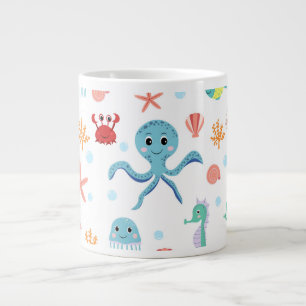 Caneca De Café Grande Criaturas Marinhas Subaquáticas Caprichosas
