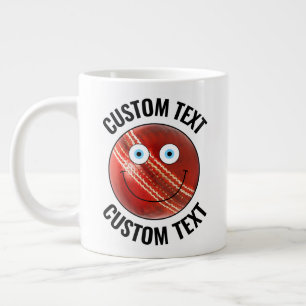 Caneca De Café Grande Cricket Ball Personalizado Face Feliz e Texto Pers