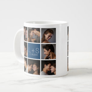 Caneca De Café Grande Crie Seu Próprio Colagem de Fotos de Casamento Mon