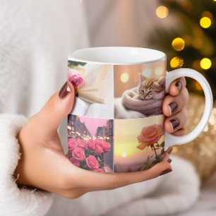 Caneca De Café Grande Crie seu próprio Colagem de Fotos Personalizada d