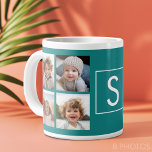 Caneca De Café Grande Crie seu próprio Monograma Personalizado de Colage<br><div class="desc">Use 8 fotos quadradas para criar um presente exclusivo e pessoal. Ou você pode ficar com o filhote hipster e fazer uma moda. Se precisar ajustar as fotos,  clique na ferramenta personalizar para fazer alterações.</div>