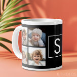 Caneca De Café Grande Crie seu próprio Monograma Personalizado de Colage<br><div class="desc">Use 8 fotos quadradas para criar um presente exclusivo e pessoal. Ou você pode ficar com o filhote hipster e fazer uma moda. Se precisar ajustar as fotos,  clique na ferramenta personalizar para fazer alterações.</div>
