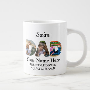 Caneca De Café Grande Crie seu próprio Pai esportivo foto colagem Nataçã