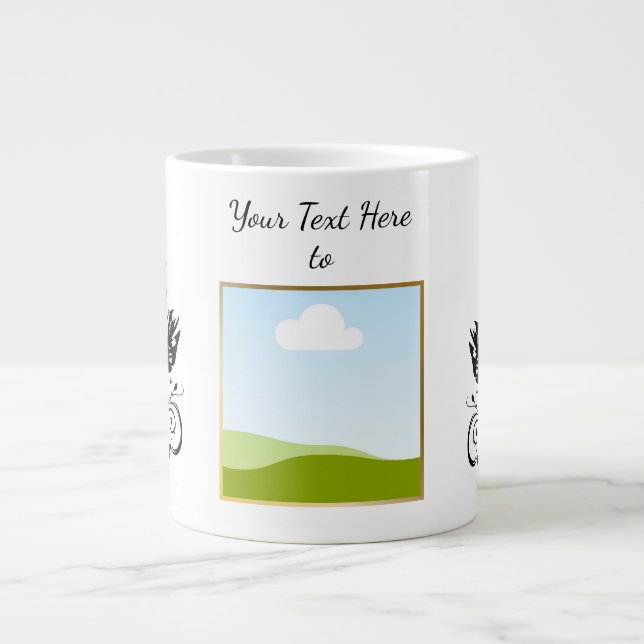 Caneca De Café Grande Crie seu próprio texto de modelo personalizado (Frente)