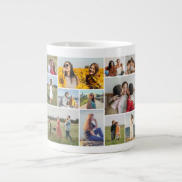 Caneca De Café Grande Crie Sua Própria Colagem de 12 Fotos