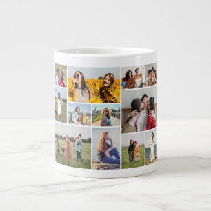 Caneca De Café Grande Crie Sua Própria Colagem de 12 Fotos