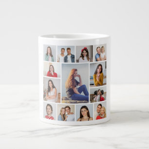 Caneca De Café Grande Crie Sua Própria Colagem de 13 Fotos