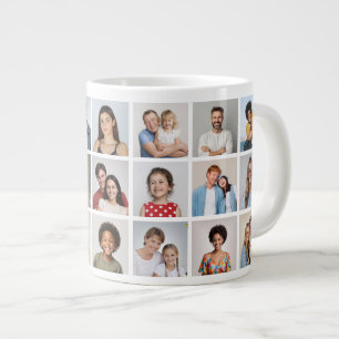 Caneca De Café Grande Crie Sua Própria Colagem de 21 Fotos