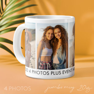Caneca De Café Grande Crie Sua Própria Colagem de 4 Fotos - Moderno, Min