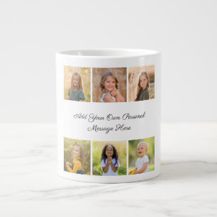 Caneca De Café Grande Crie Sua Própria Colagem de 6 Fotos Adicione Seu C