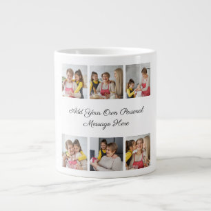 Caneca De Café Grande Crie Sua Própria Colagem de 6 Fotos Adicione Seu C