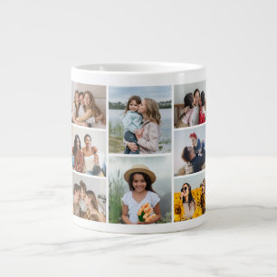 Caneca De Café Grande Crie sua própria colagem de 8 fotos