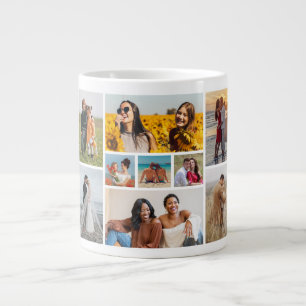 Caneca De Café Grande Crie Sua Própria Colagem de 9 Fotos