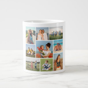 Caneca De Café Grande Crie Sua Própria Colagem de 9 Fotos