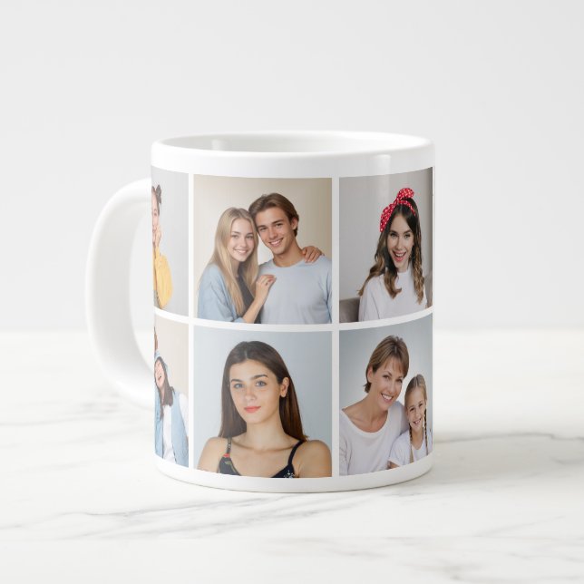 Caneca De Café Grande Crie sua própria colagem de fotos (Frente Esquerda)