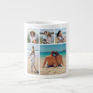 Caneca De Café Grande Crie sua própria colagem de fotos