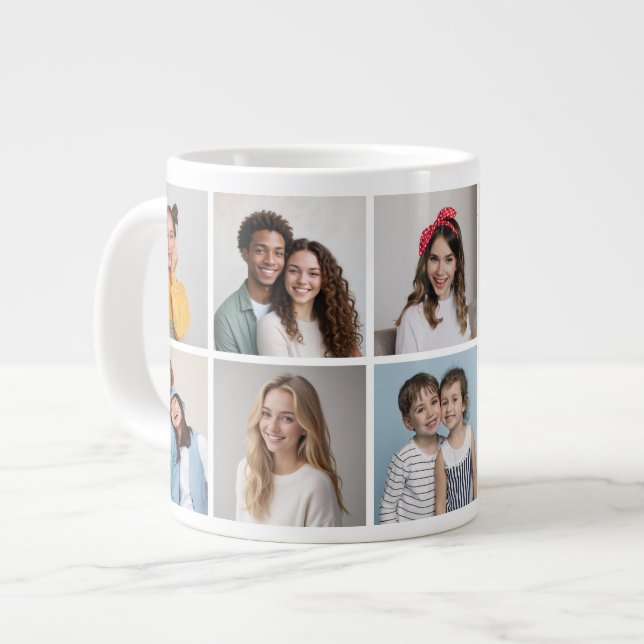 Caneca De Café Grande Crie sua própria colagem de fotos (Frente Esquerda)