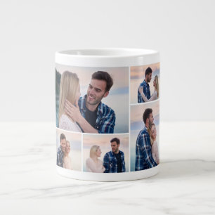 Caneca De Café Grande Crie sua própria colagem de fotos