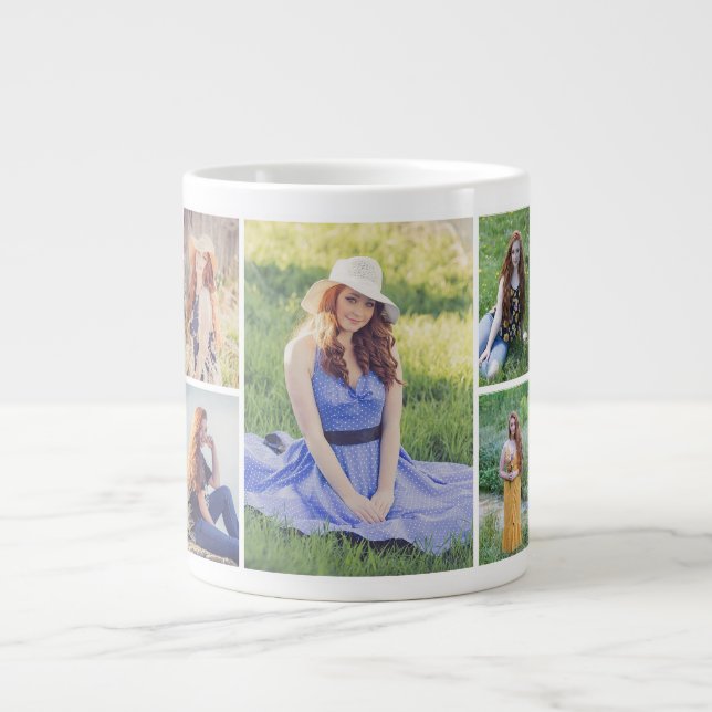 Caneca De Café Grande Crie sua própria colagem de fotos (Frente)