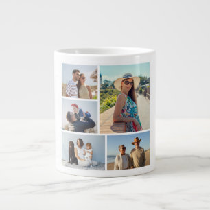 Caneca De Café Grande Crie sua própria colagem de fotos